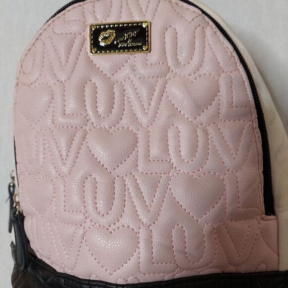 ‎Betsey Johnson quilted mini backpack pink black Lu Two - Picture 2 of 16